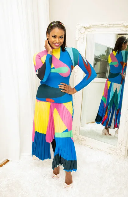 Abby Multicolored Pleated Set