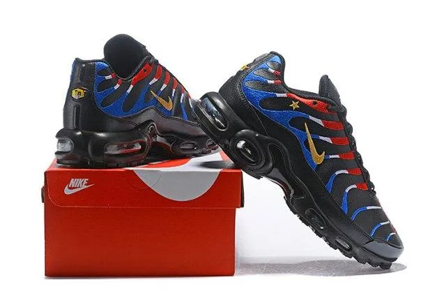 Air Max Plus Tn France Kylian Mbappe  Black Blue Red Gold Men's Running Shoes