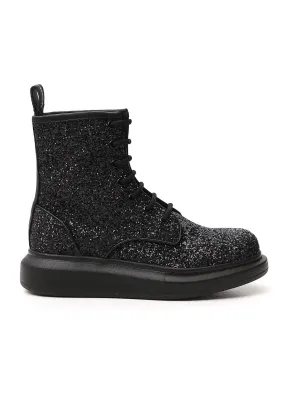 Alexander McQueen Hybrid Glitter Combat Boots