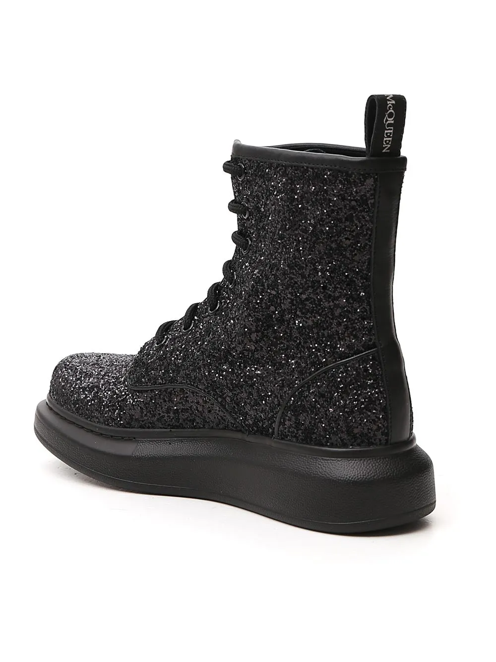 Alexander McQueen Hybrid Glitter Combat Boots