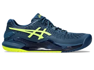 Asics Gel-Resolution 9 (Wide) Mako Blue/Safety Yellow Men's tennis shoes