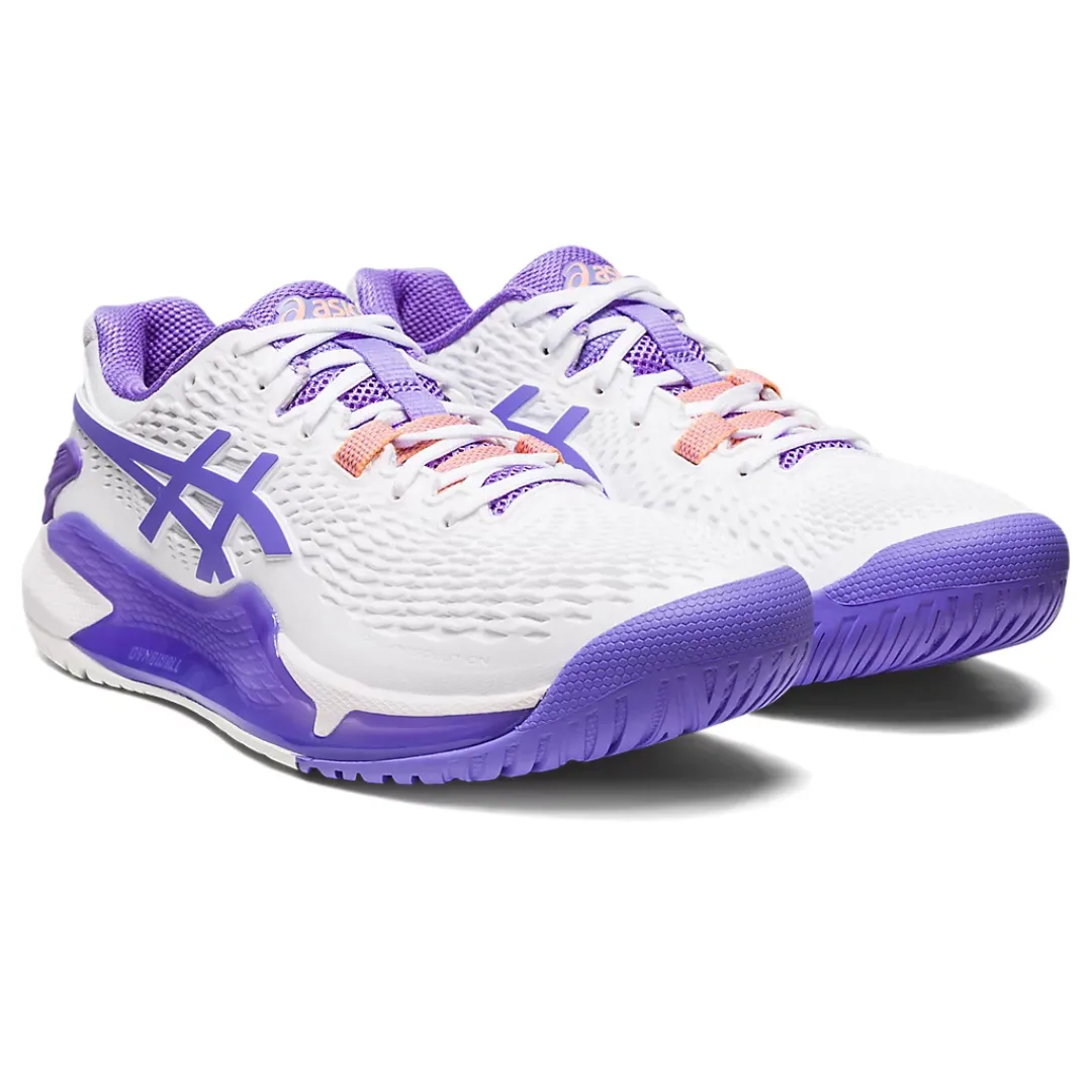 Asics Women Gel Resolution 9 Tennis Shoes - White/Amethyst