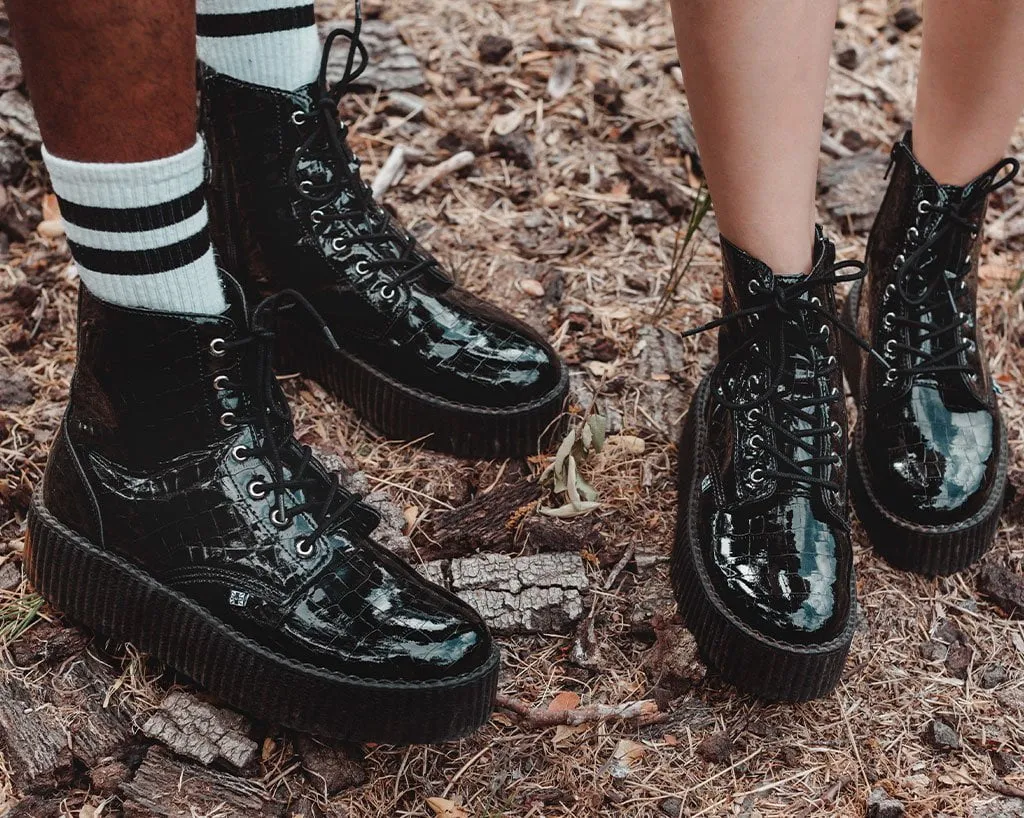 Black Crocodile Creeper Boot