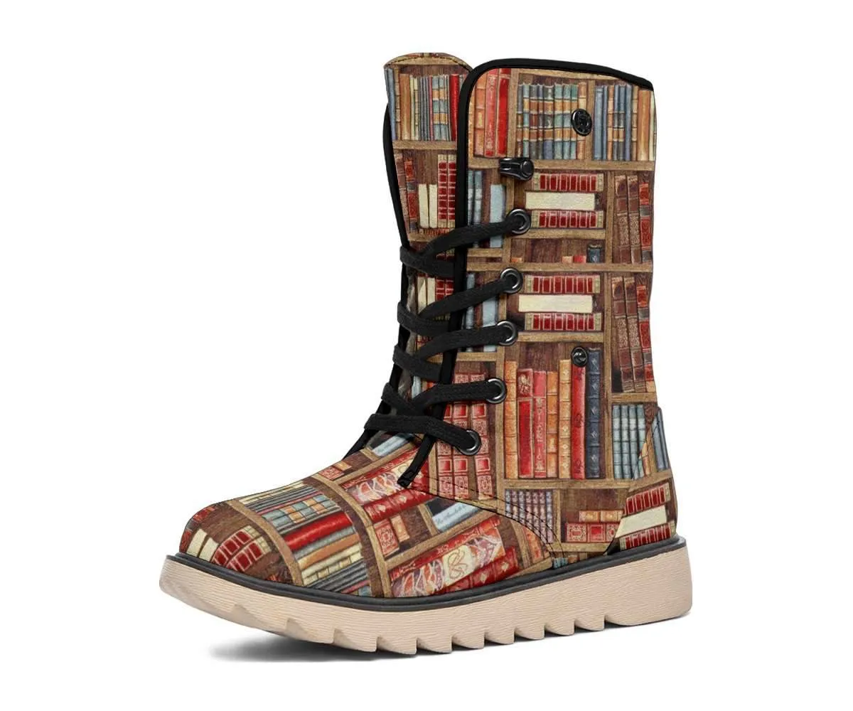 Bookish Pattern Polar Boots