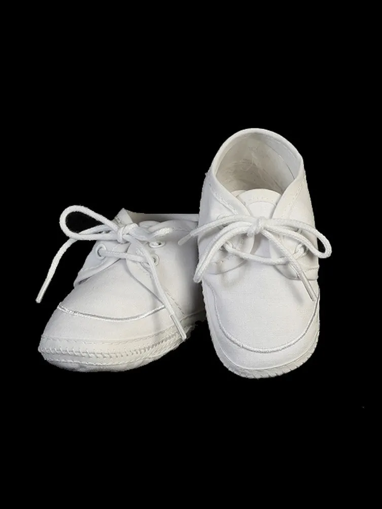 Boys White Cotton Lace-Up Soft Sole Bootie Shoes 00 Baby-6 Toddler