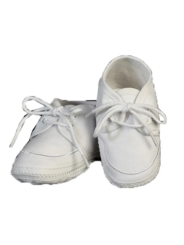 Boys White Cotton Lace-Up Soft Sole Bootie Shoes 00 Baby-6 Toddler