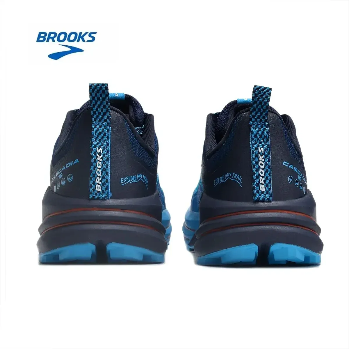 BROOKS Cascadia 16 Running Shoes Dark Atomic Blue Tan Men Women Long-Distance Road Sport Training Casual Sneakers