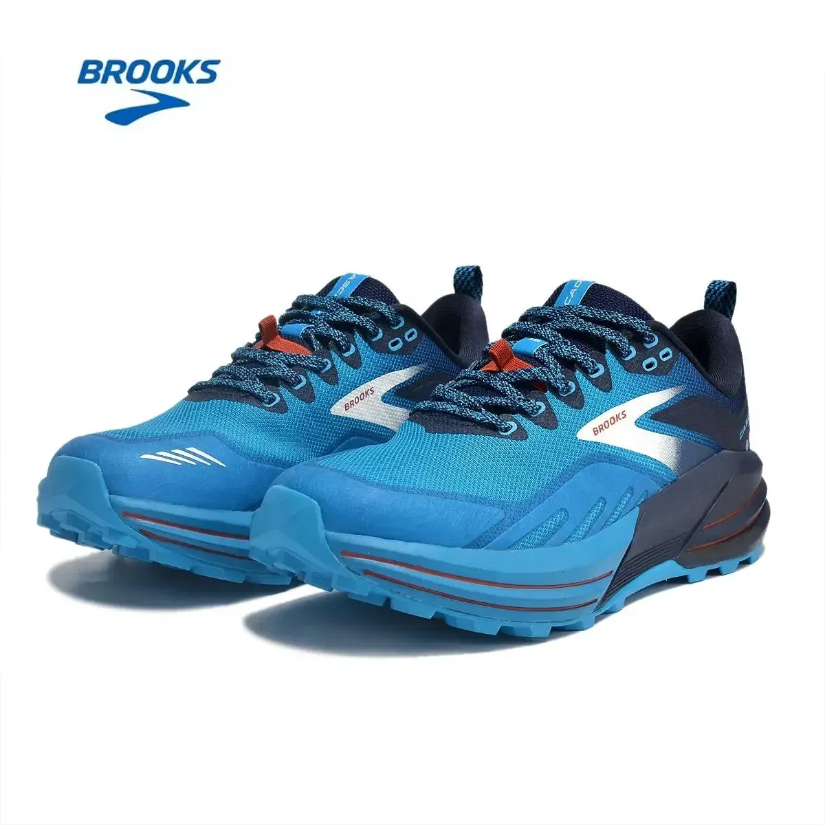 BROOKS Cascadia 16 Running Shoes Dark Atomic Blue Tan Men Women Long-Distance Road Sport Training Casual Sneakers