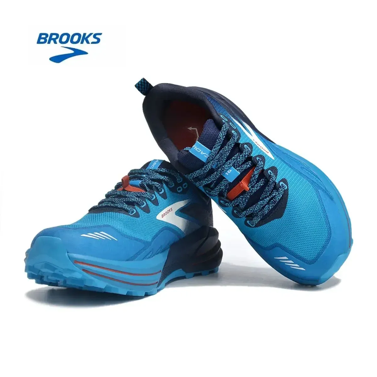 BROOKS Cascadia 16 Running Shoes Dark Atomic Blue Tan Men Women Long-Distance Road Sport Training Casual Sneakers