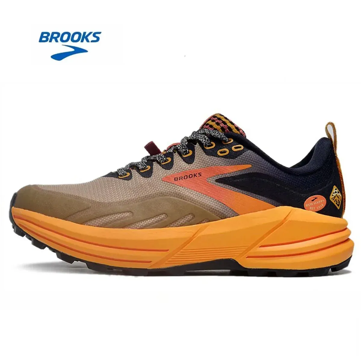 BROOKS Cascadia 16 Running Shoes Dark Atomic Blue Tan Men Women Long-Distance Road Sport Training Casual Sneakers