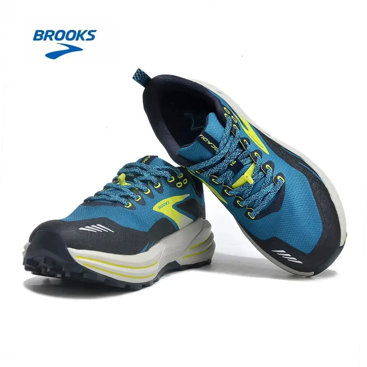 BROOKS Cascadia 16 Running Shoes Dark Atomic Blue Tan Men Women Long-Distance Road Sport Training Casual Sneakers