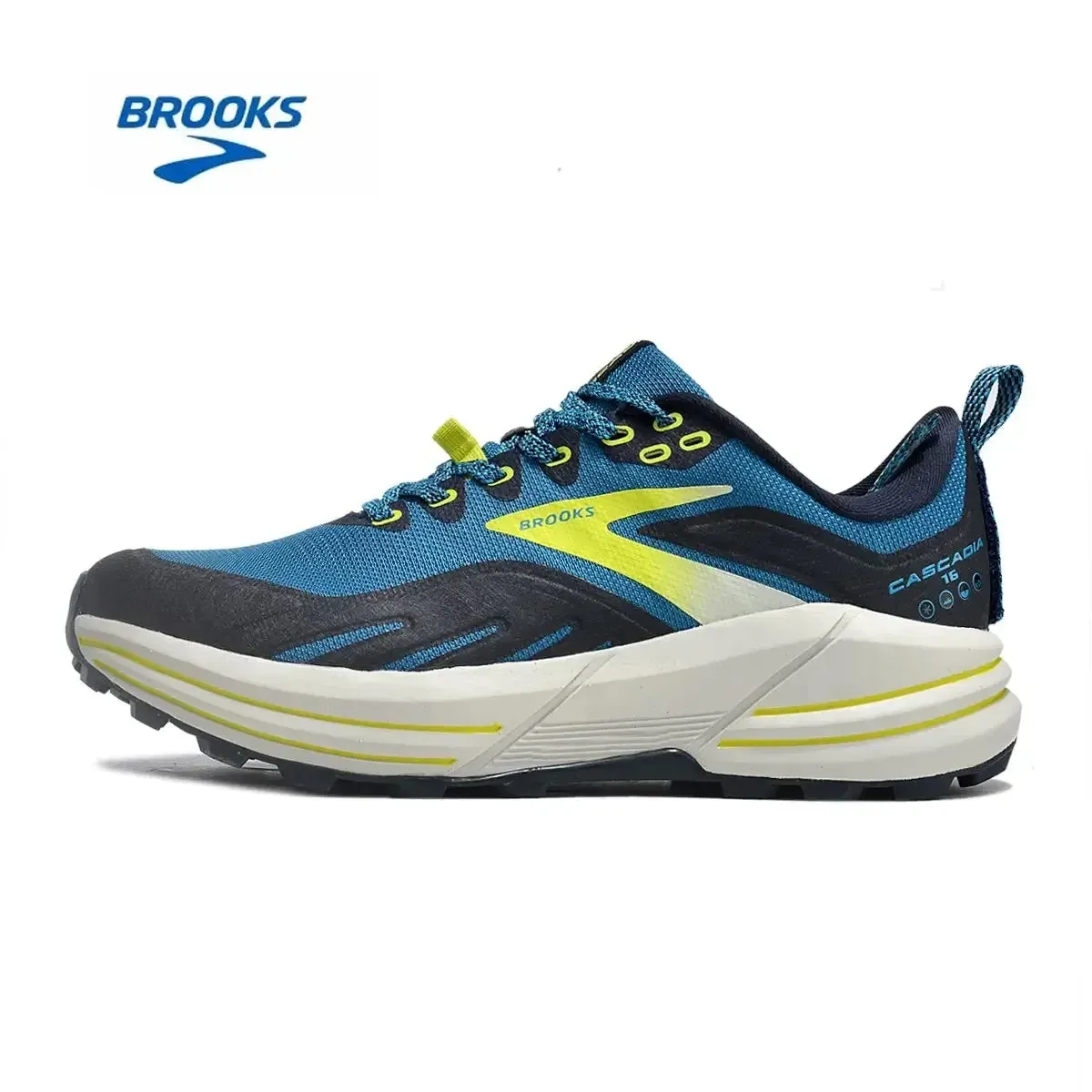 BROOKS Cascadia 16 Running Shoes Dark Atomic Blue Tan Men Women Long-Distance Road Sport Training Casual Sneakers