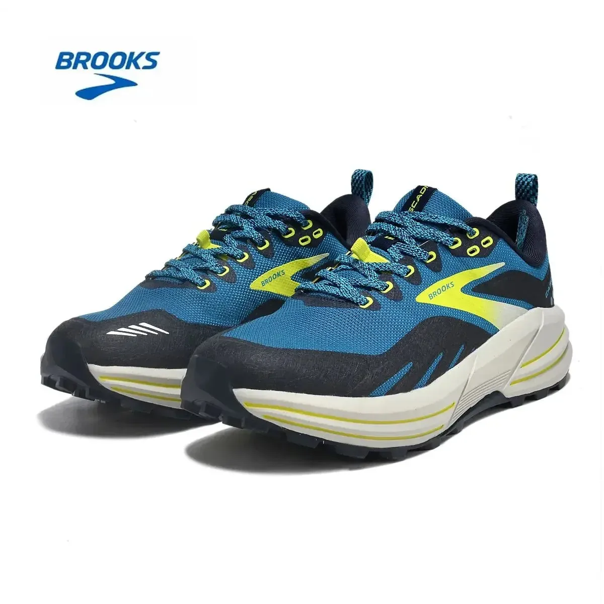 BROOKS Cascadia 16 Running Shoes Dark Atomic Blue Tan Men Women Long-Distance Road Sport Training Casual Sneakers