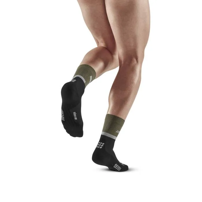 CEP Men's The Run Socks Mid-Cut V4 - Olive/Black ( WP3CRR)