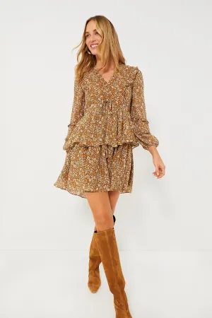 Chestnut Floral Long Sleeve Liza Dress