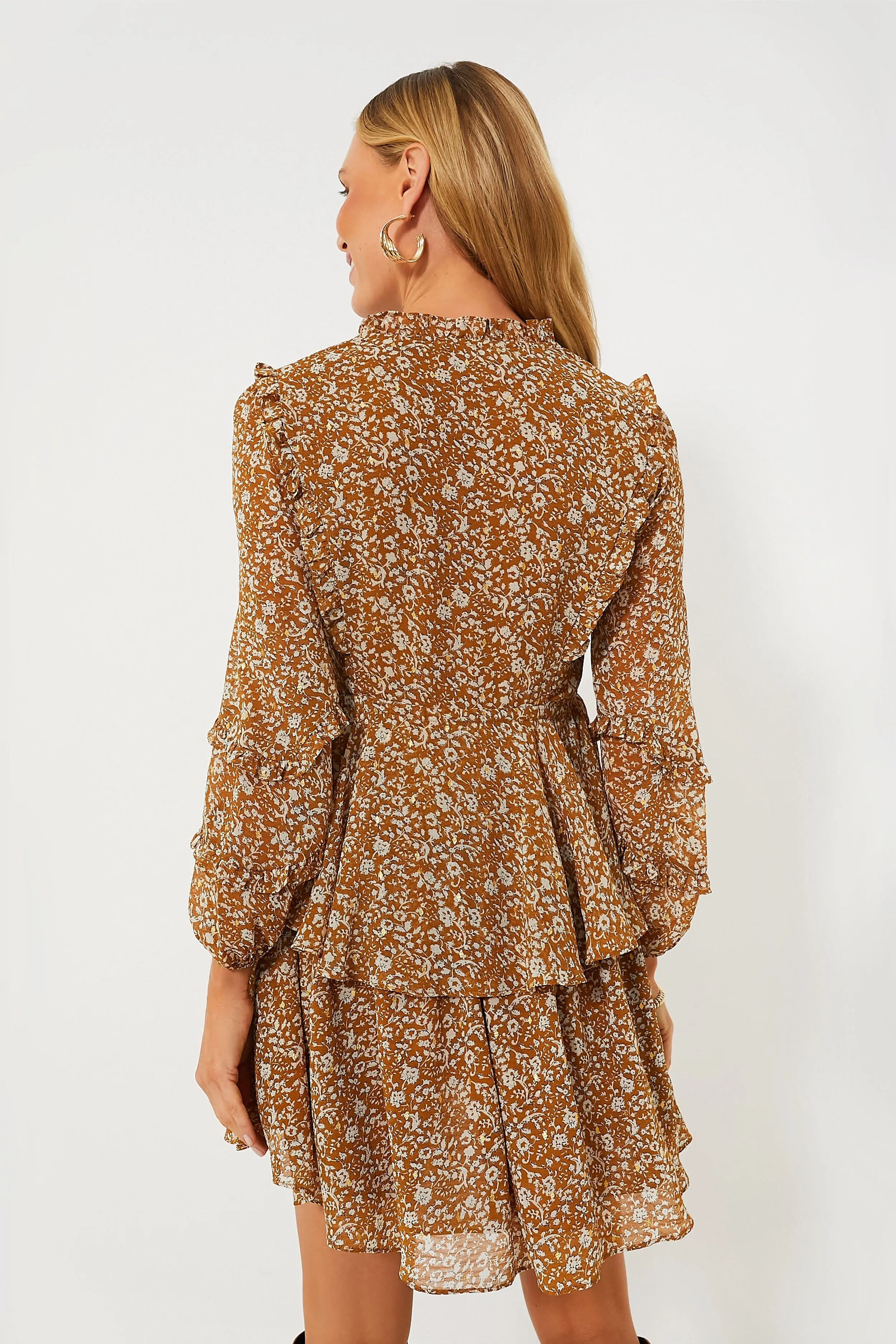 Chestnut Floral Long Sleeve Liza Dress