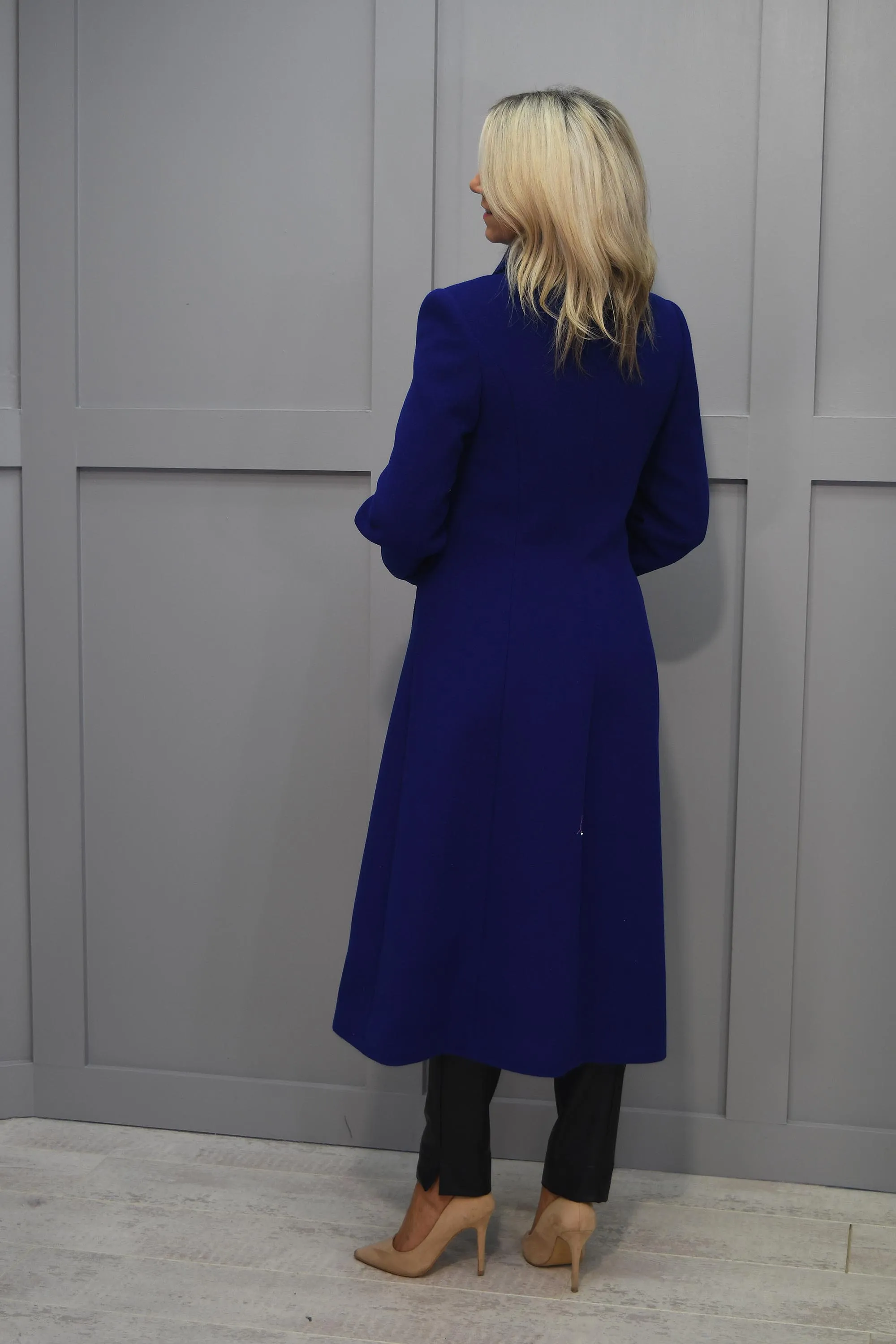 Christina Felix Royal Blue Woollen Duster Coat- 575-4490