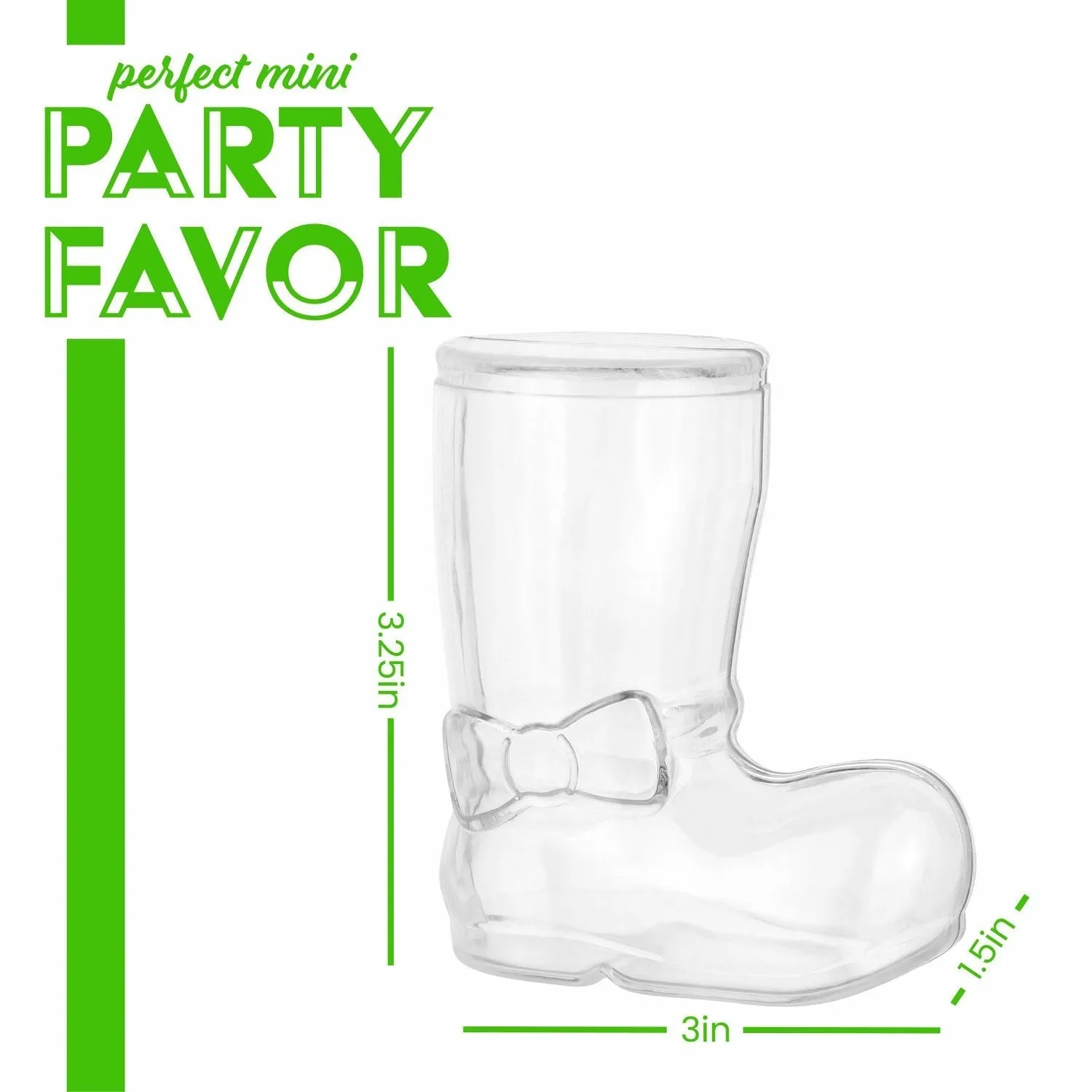 Christmas Boot Shaped Acrylic Candy Boxes 24 Pack 3.25"x3"x1.5"