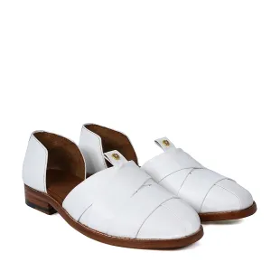 Cross Strapped White Peshawari Sandal