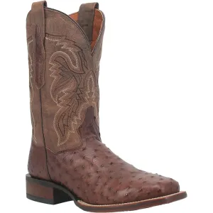 Dan Post Alamosa -Mens Ostrich Skin Leather Cowboy Boots (Chocolate)