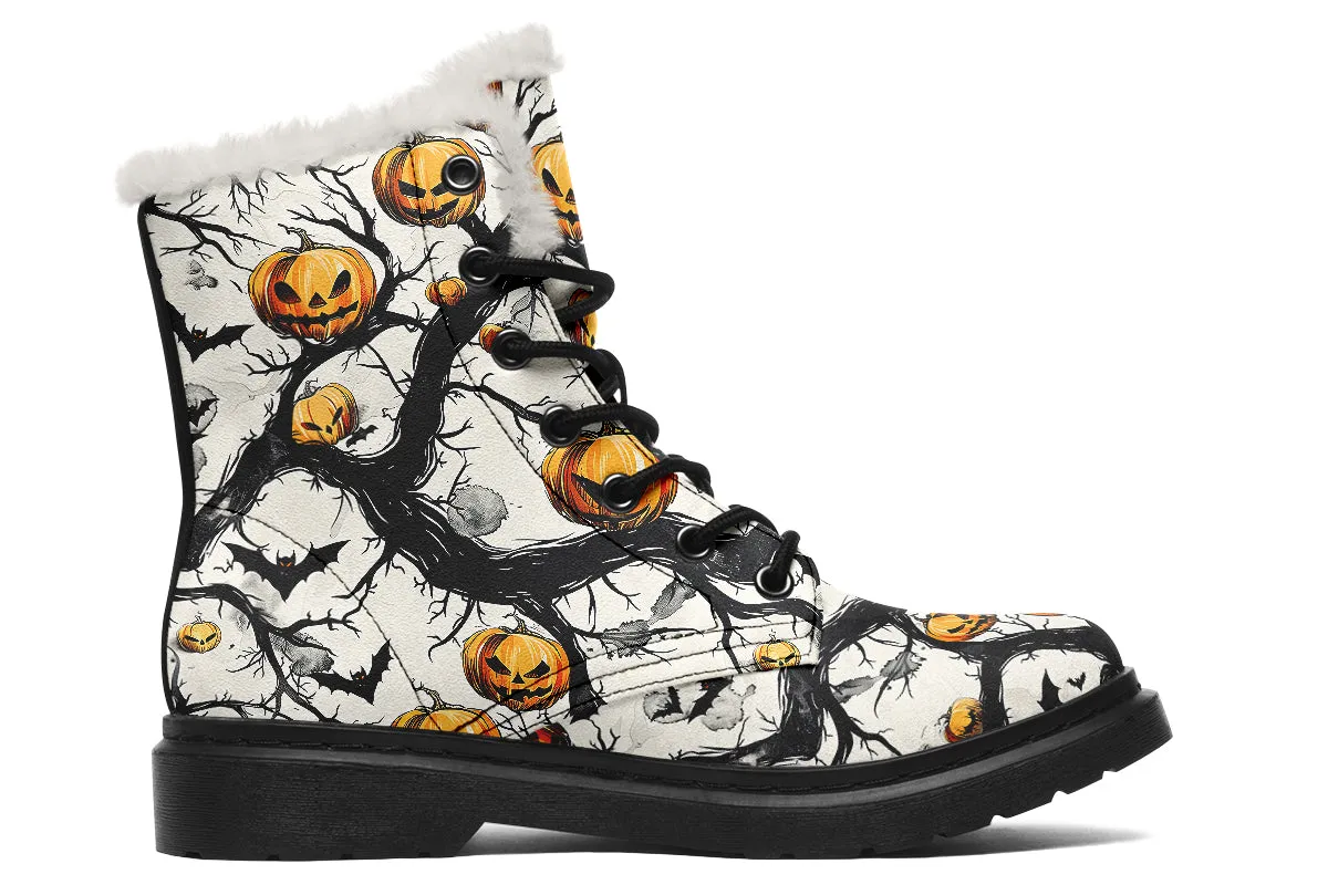 Evil Gourds Winter Boots - Warm Micro-Suede Doc-Style Boots Lined with Vegan Wool