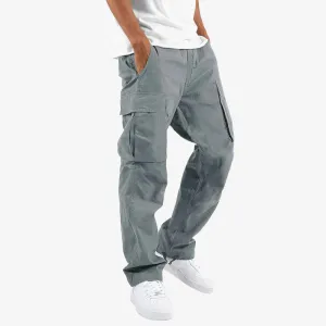 Fashion Solid Drawstring Multi-pocket Straight Leg Cargo Pants 250199978