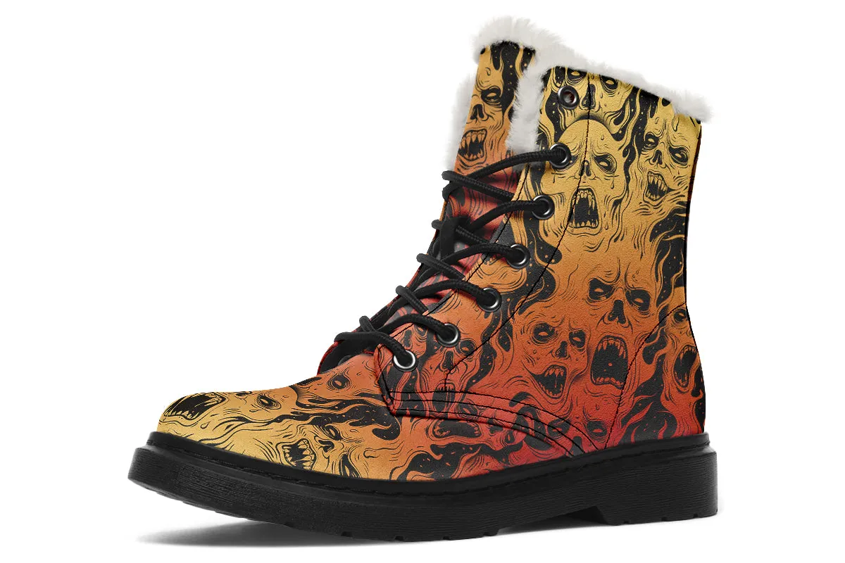 Fire Torment Winter Boots - Warm Micro-Suede Doc-Style Boots Lined with Vegan Wool