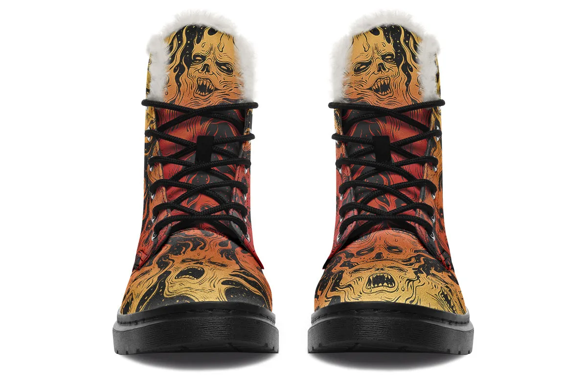 Fire Torment Winter Boots - Warm Micro-Suede Doc-Style Boots Lined with Vegan Wool