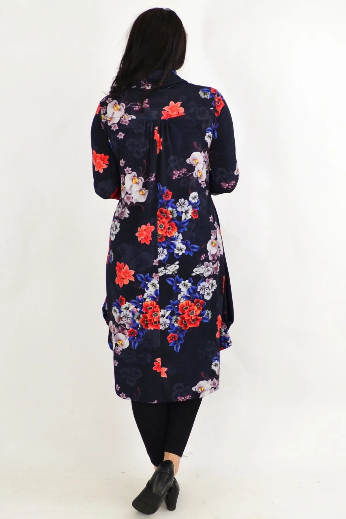 Floral Cowl Neck Tunic Dress by Cordelia St