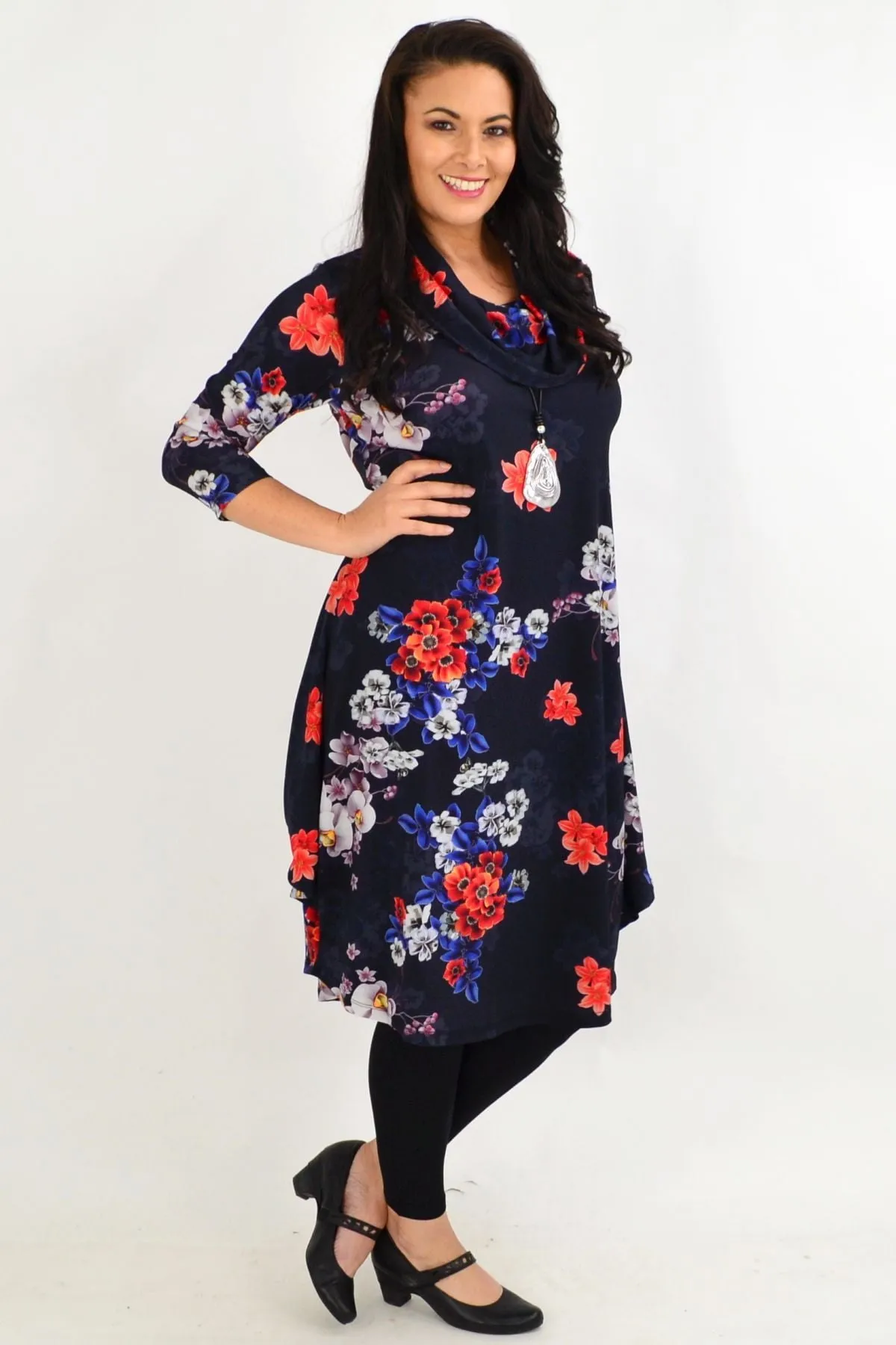 Floral Cowl Neck Tunic Dress by Cordelia St