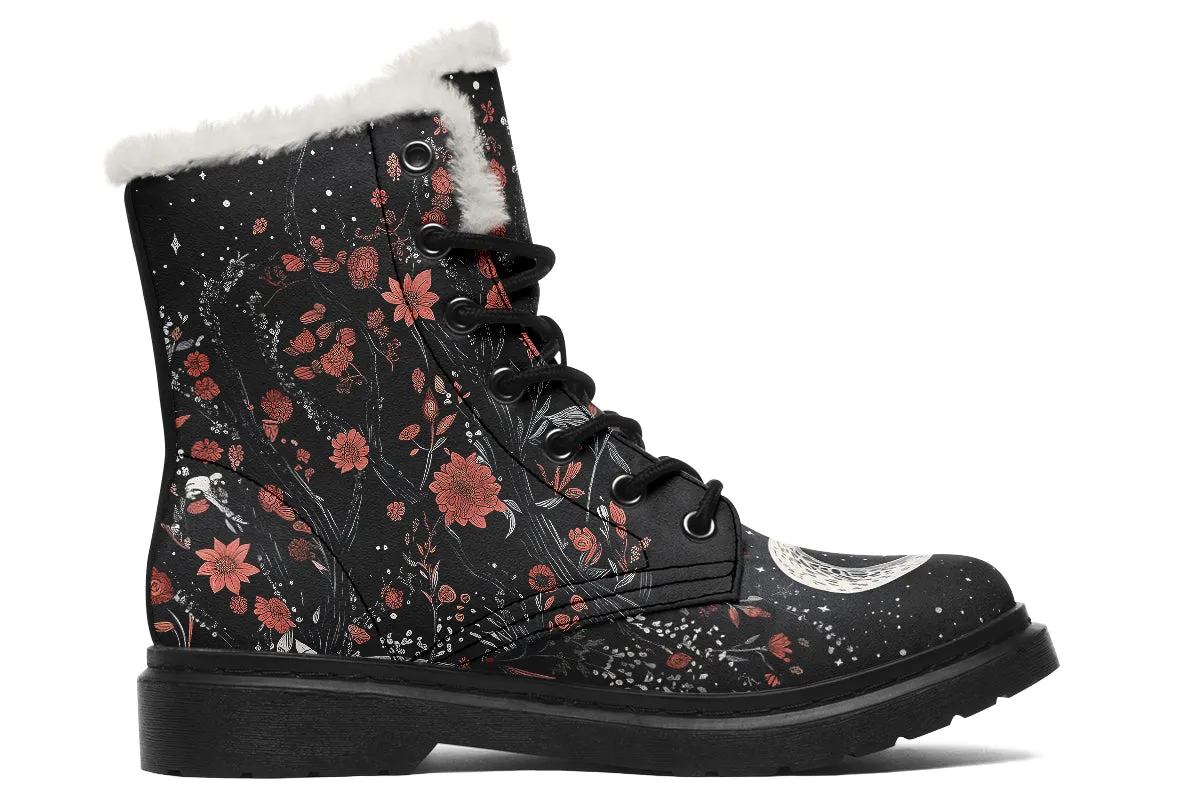 Lone Wolf Winter Boots - Warm Micro-Suede Doc-Style Boots Lined with Vegan Wool