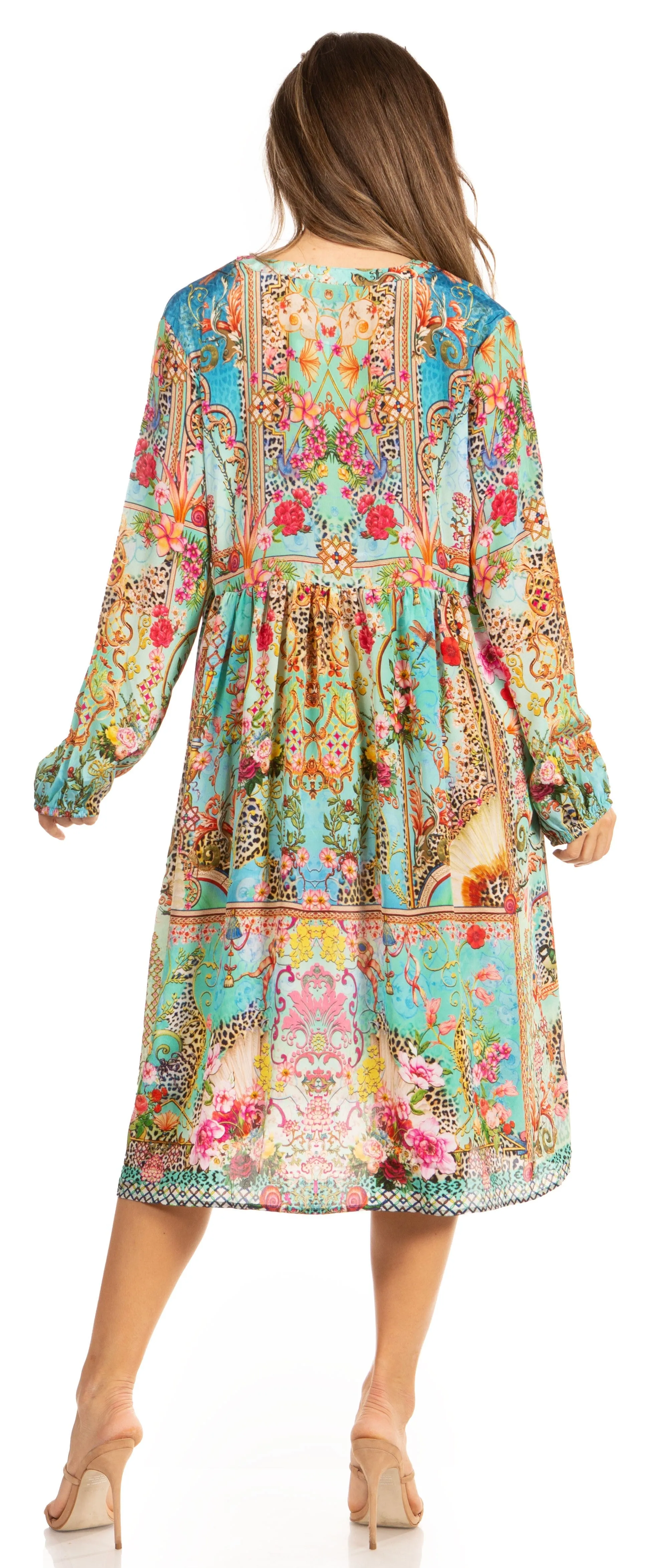 Look Chic in Sakkas Jules Women's Long Sleeve Floral Midi Dress