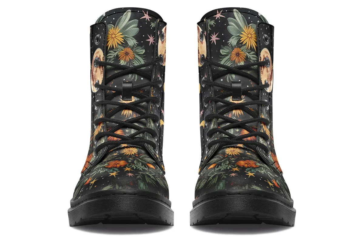 Lunar Meadow Boots - Vegan Leather Doc-Style Boots with Durable Stitched on Soles