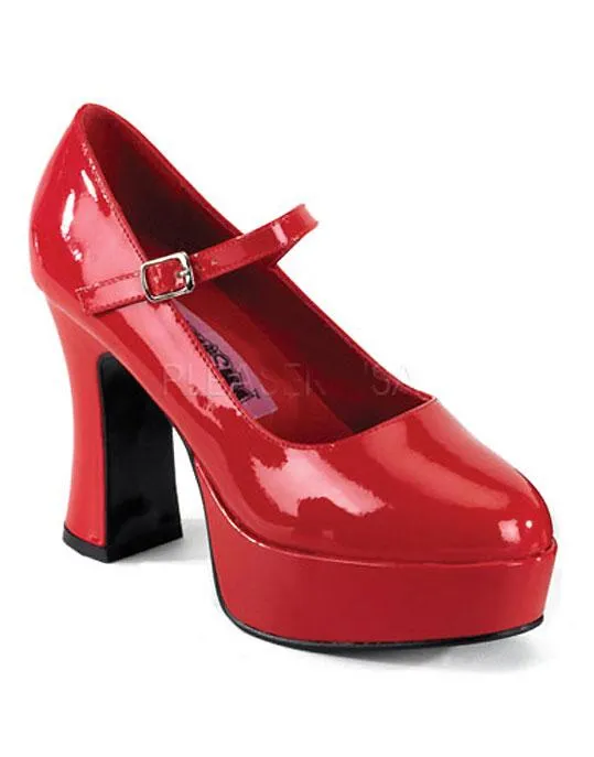 Mary Jane Shoes with 4-inch Chunky Heels -Red/White/Black MARYJANE-50