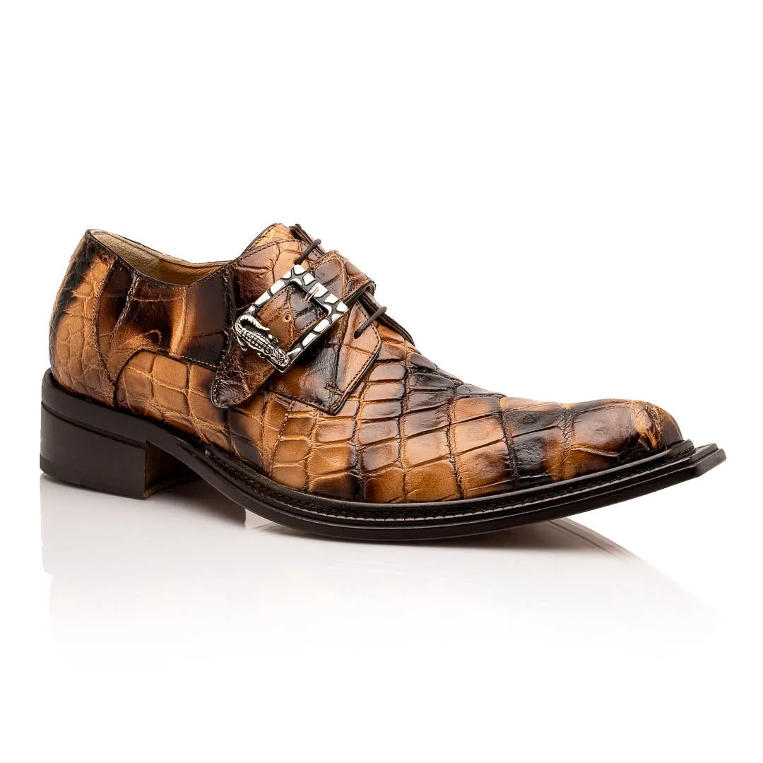 Mauri Wanted 44166/2 Men's Shoes Exotic Alligator Single Monk-Strap / Derby Loafers (MA5639)