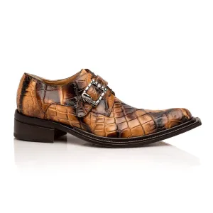 Mauri Wanted 44166/2 Men's Shoes Exotic Alligator Single Monk-Strap / Derby Loafers (MA5639)