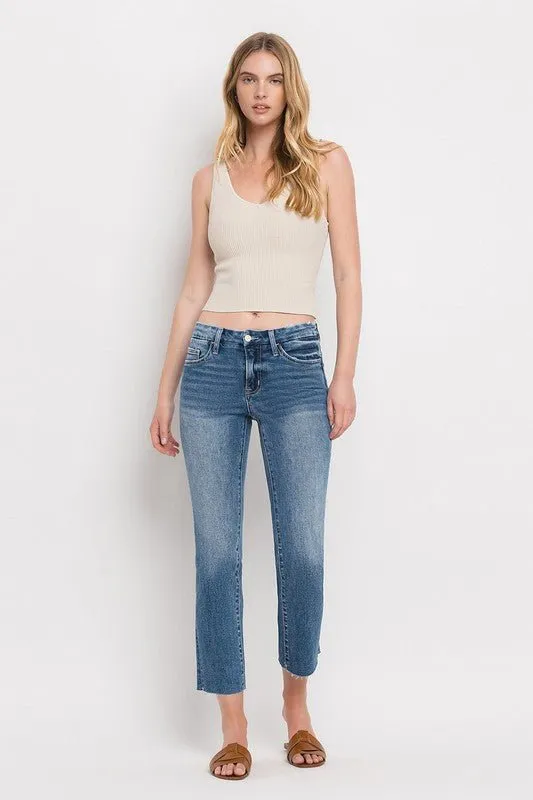 Mid Rise Slim Straight Jeans