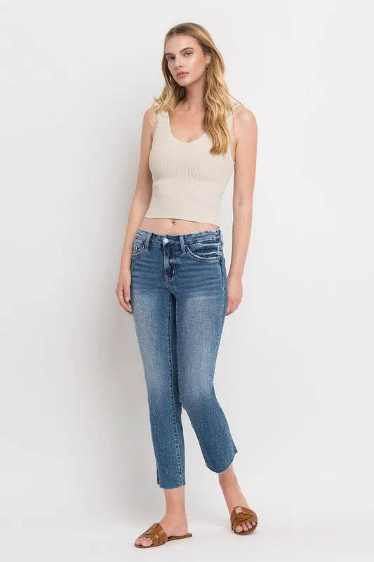 Mid Rise Slim Straight Jeans