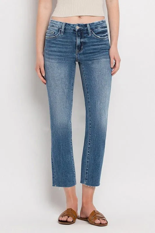 Mid Rise Slim Straight Jeans