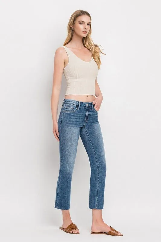 Mid Rise Slim Straight Jeans