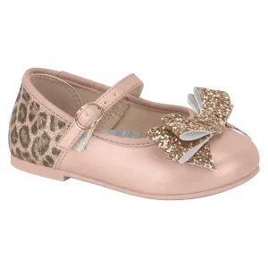 Molekinha 2106-176 Girls Mary-Jane Flat in Rose and Leopard Print