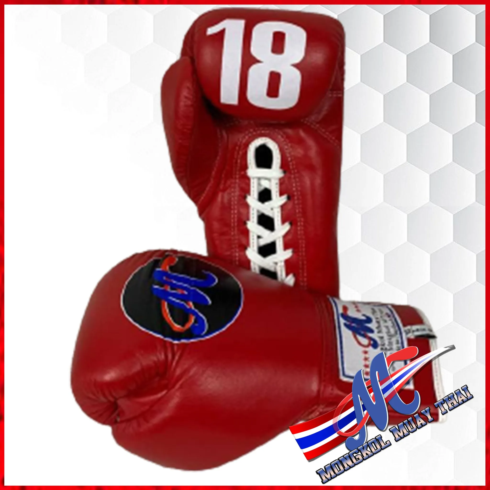 Mongkol Boxing Gloves  Red #18 , Instock white, Black color