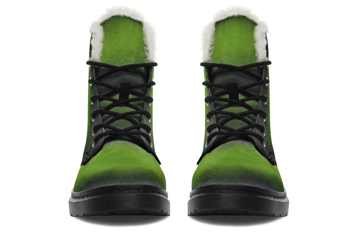 Mystic Moss Winter Boots - Warm Micro-Suede Doc-Style Boots Lined with Vegan Wool