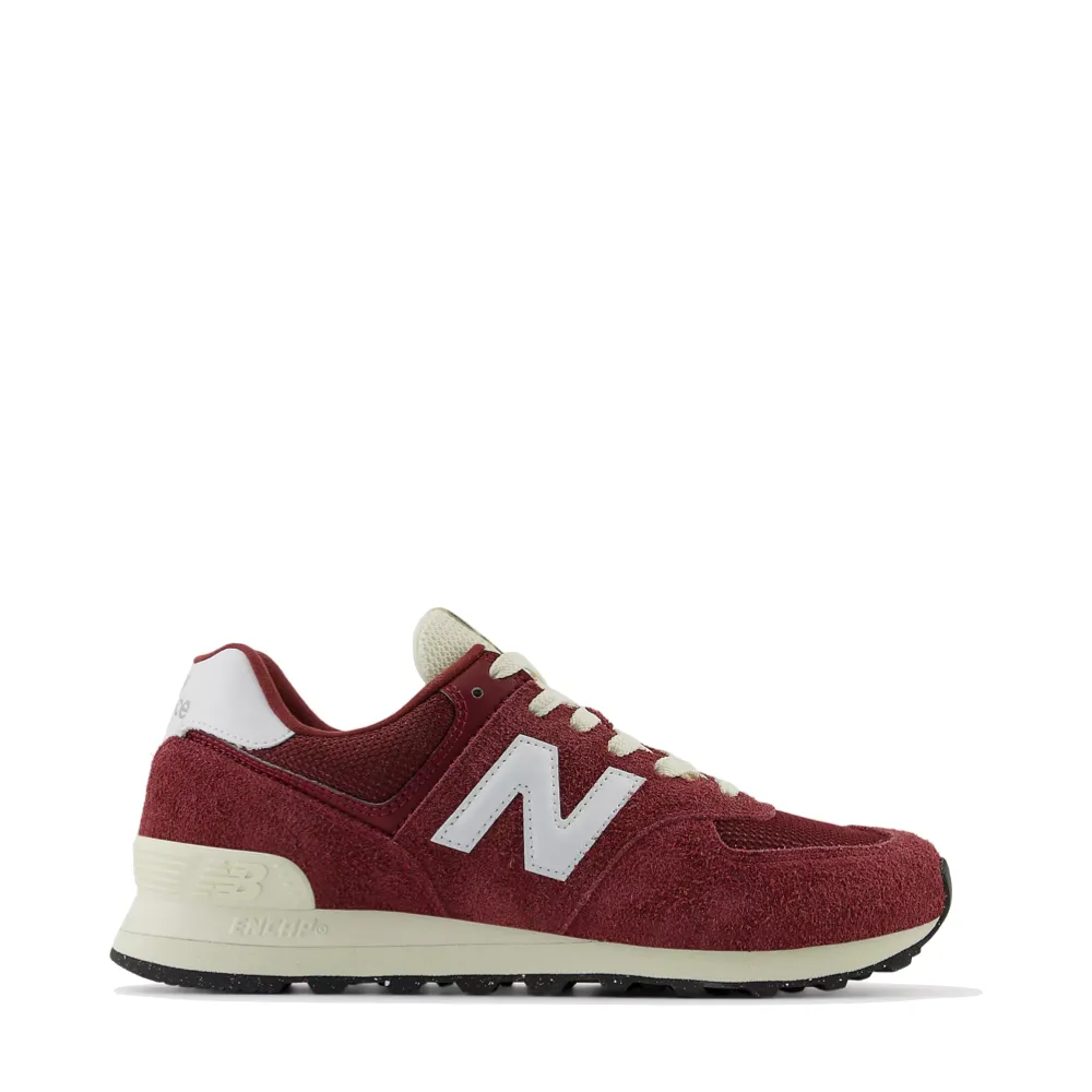 New Balance Women's 574 Sneaker (Classic Crimson with White and Angora)