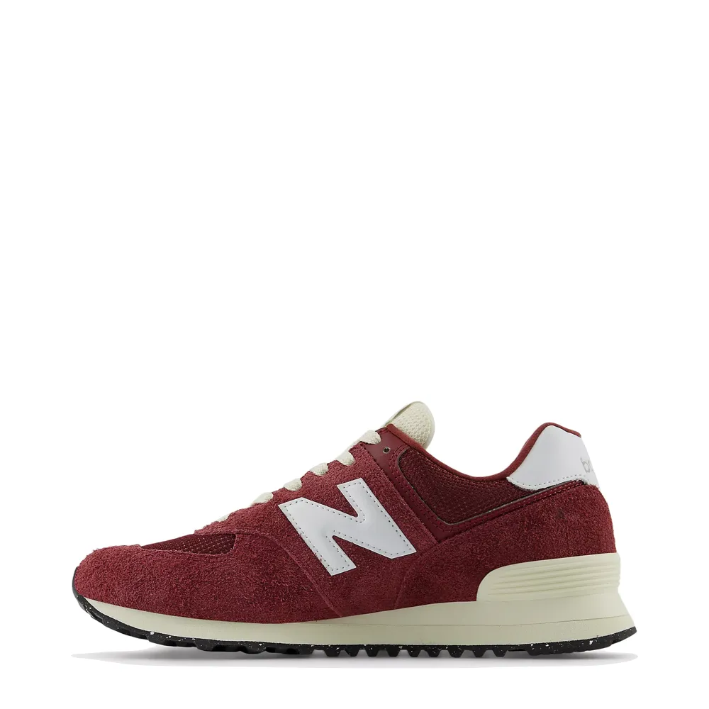 New Balance Women's 574 Sneaker (Classic Crimson with White and Angora)