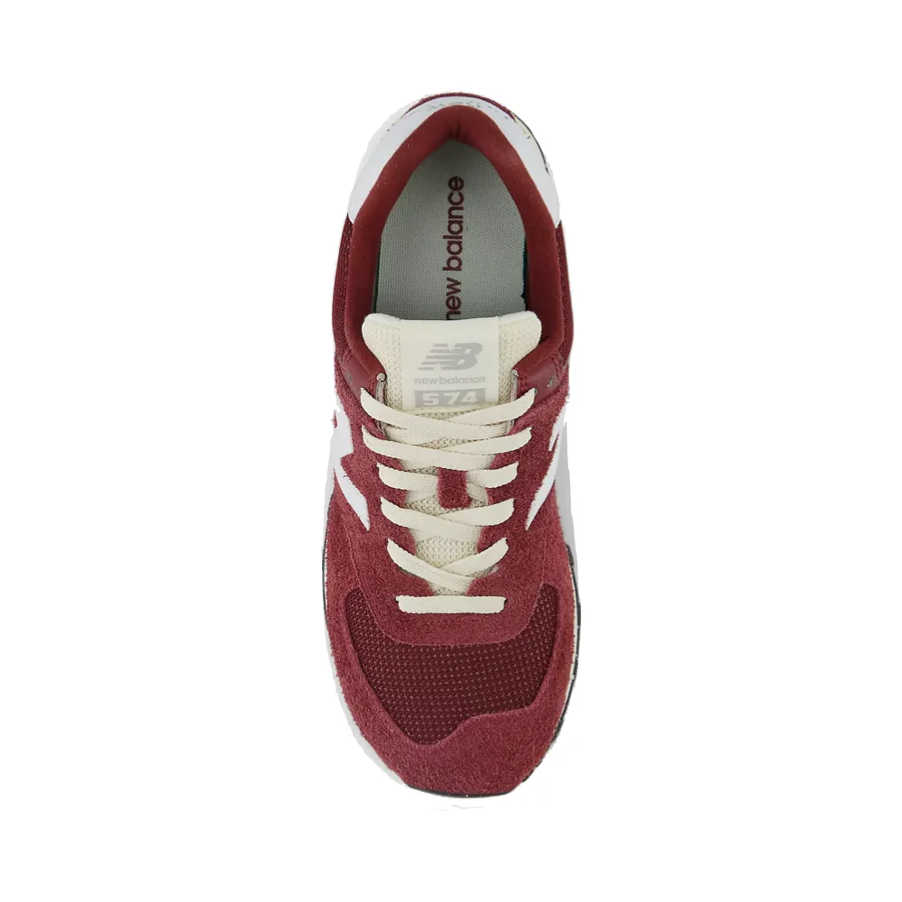 New Balance Women's 574 Sneaker (Classic Crimson with White and Angora)