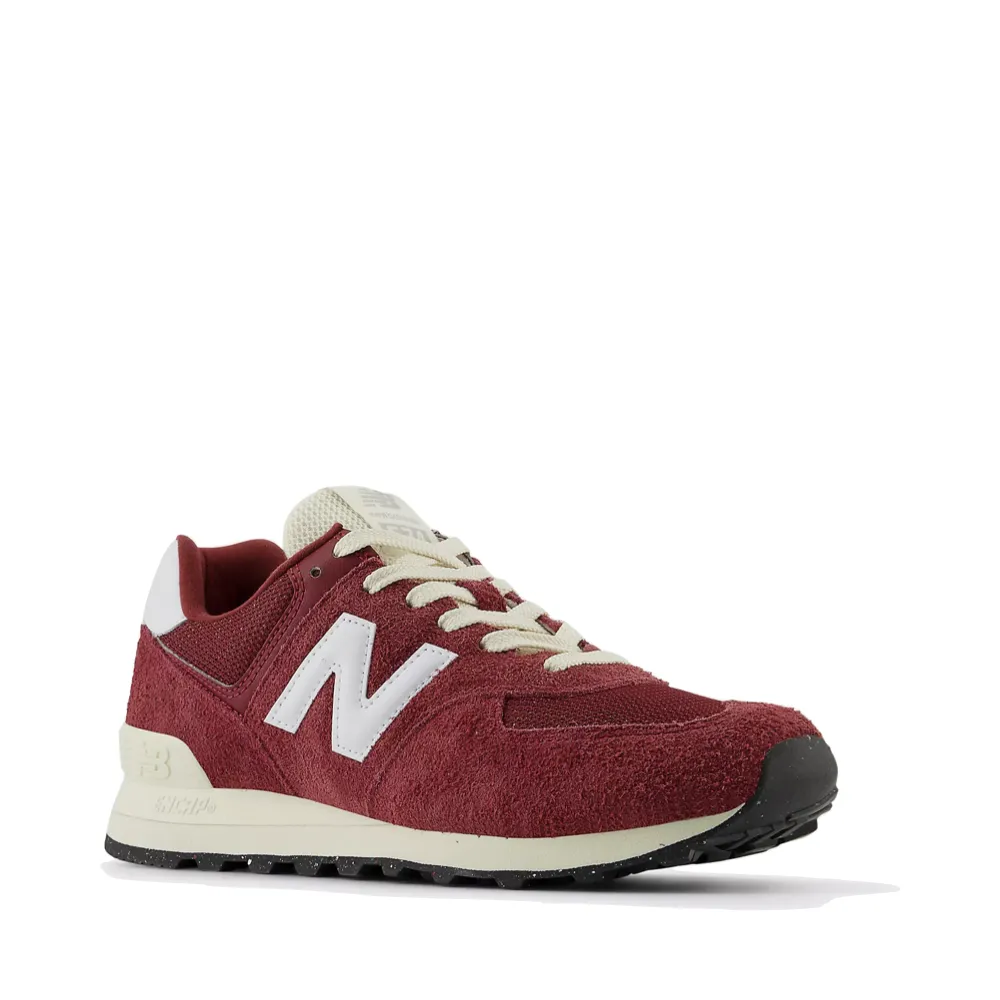 New Balance Women's 574 Sneaker (Classic Crimson with White and Angora)