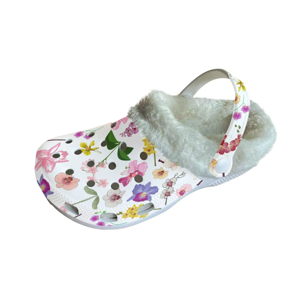 Orchids Graphic Rubber Shoes with Fleece up to size 12