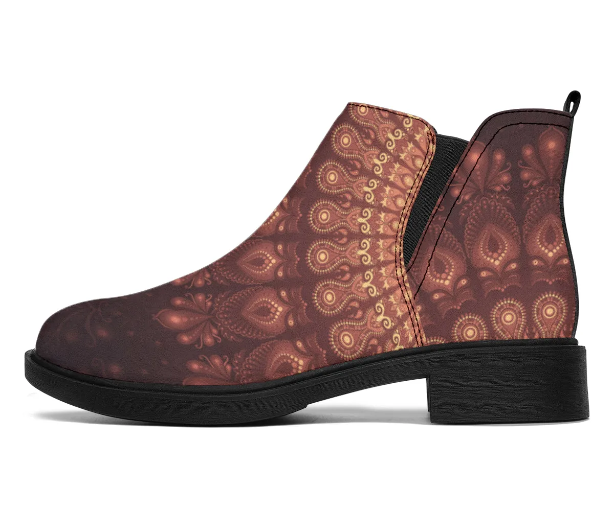 Peacock Feather Mandala - Earth | Fashion Boots | Mandalazed