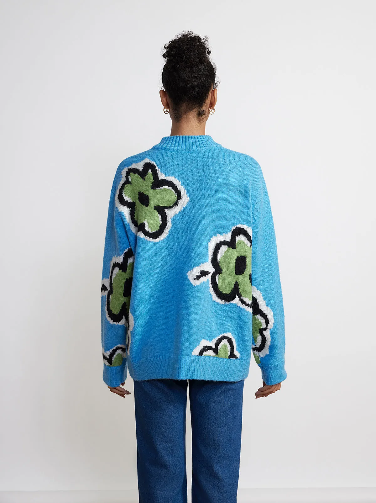 Phoebe Blue Painted Floral Sweater